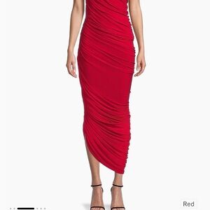 Norma Kamali Diana Red Ruched Dress